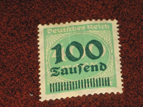Deutsches Reich 400 marks timbre overprint 100 mille jamais utilisé fin - VF + - Photo 1 sur 5