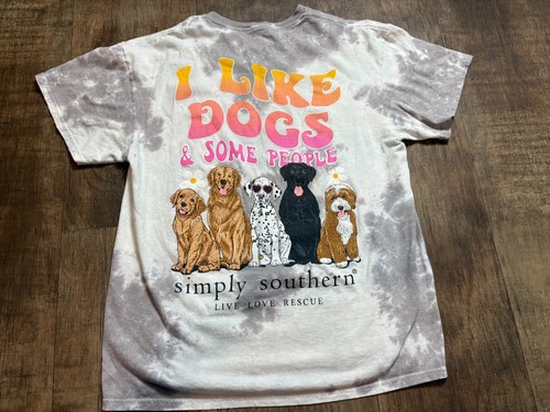 Simply Southern Shirt Womens Medium Large " I Like Dogs & Some People " Cotton