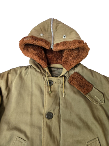 US Military Vintage 40s WW2 OG Faux Fur Talon Zip Hood B-9 Parka Jacket Mens M - Picture 3 of 13
