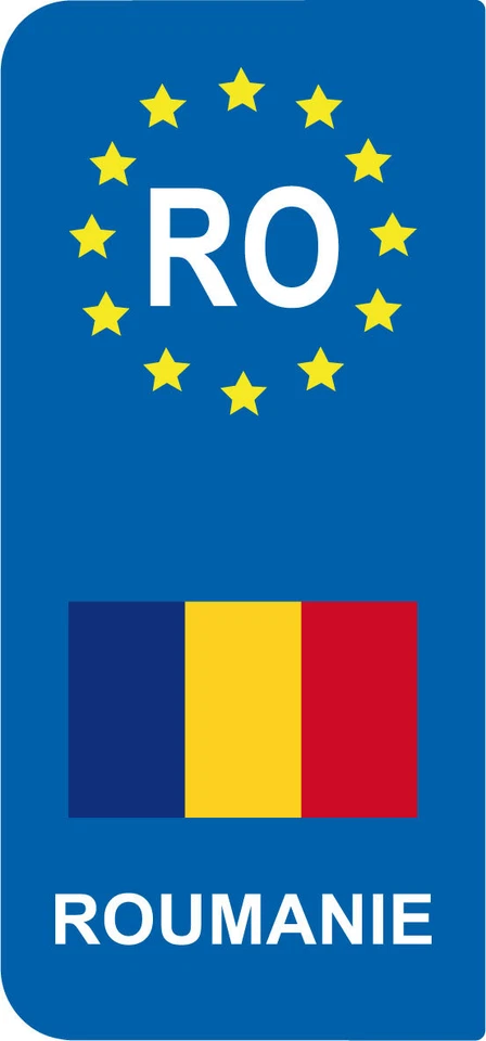 SAFIRMES lot 2 Stickers style immatriculation (Vinyl FLAG) Europe ROUMANIE RO