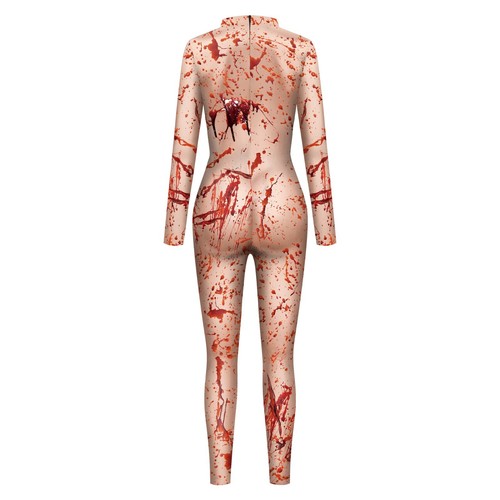 Halloween Horror Bleeding Jumpsuit Women Cosplay Creepy Bodysuit Costumes Zentai - Picture 3 of 11