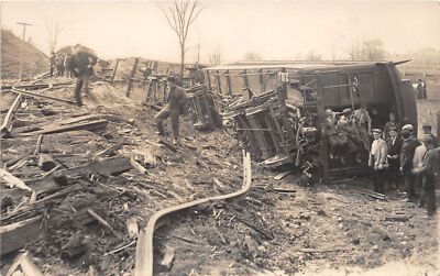 J39/ Interesting RPPC Postcard c1910 Railroad Wreck Disaster 249
