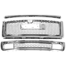 For 2007-13 GMC Sierra 1500 Denali Pickup Upper Lower Grille Hood Molding Chrome