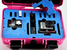 Pink Armourcae 909 case Precut Blue Top 2 GoPro Hero 12 11 10 Nanuk 909 foam