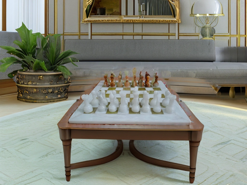 Scacchiera Artigianale in Onice Verde e Marmo Bianco Cinder 30 cm - Set da Gioco - Foto 4 di 15