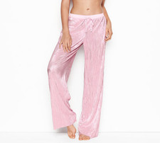 VICTORIA'S SECRET WOMEN'S PINK SHINE PLEAT PANT PJ Sz L