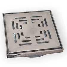 MT511B/CPB Shower Drain 6" Square Drain Neck 5 1/4" Square Grid Universal Ring