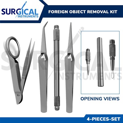 4 Pcs Foreign Object Removal Kit Splinter Probe Eye Magnet Surgical German Grade
