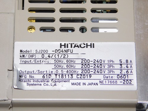 Hitachi SJ200-004NFU Industrial Variable Frequency Drive VFD Inverter Module - Picture 3 of 3