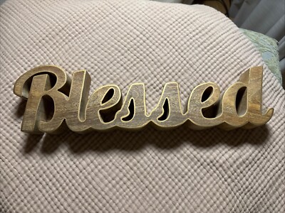 Blessed Sign Free Standing Wooden Words Sign For Gift And Table/shelf/home Wall/