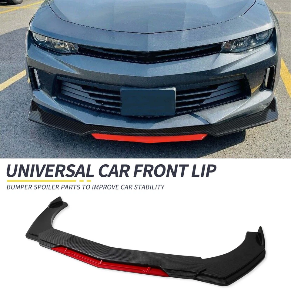 For BMW Front Bumper Lip Spoiler Splitter Body Kit+Carbon Fiber Red - Image 4 of 4