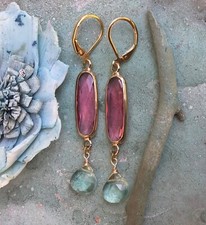 Tourmaline tone gold plated Sundance charm handmade earrings Artisan Jewelry