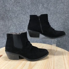 Eurosoft By Sofft Boots Womens 9 M Adeah Zip Ankle Bootie Black Fabric Low Heels