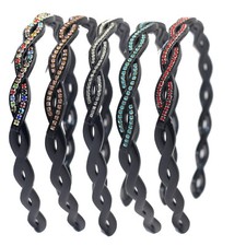 Women's Bling Crystal Rhinestone Plastic Twisted Headbands Hair Hoops with Teeth