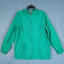 Harriton Hiking Windbreaker Hooded Lightweight Full Zip Jacket Green Size L