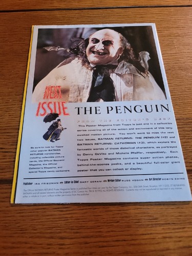 TOPPS 1992 BATMAN RETURNS OFFICIAL MOVIE POSTER MAGAZINE # 1 MICHAEL KEATON SEE! - Picture 2 of 5