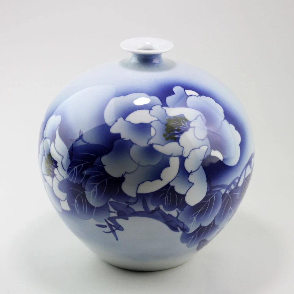 Kugelvase Porzellan "Pfingstrose" chinesische Vase Porzellan, stilvolle Dekovase - Bild 2 von 4