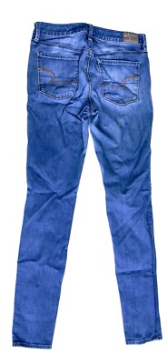 American Eagle Jeans Women' Size 8 Hi-Rise Jegging Blue Denim Distressed *READ*