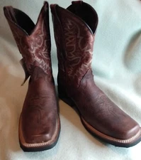 NEW Texas Legacy Chedron Saddle Style Western Cowboy Boots Real Leather Men 7.5