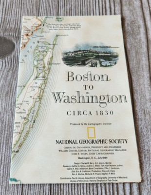 1994 National Geographic Boston to Washington Circa 1830 Map Cartograph