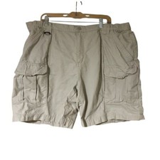 Columbia Men's Cotton Cargo Shorts Size XXL Partial Elastic Waist Beige