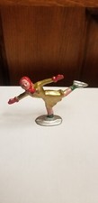 Vintage Barclay lead girl figure ice skater in gold excellent
