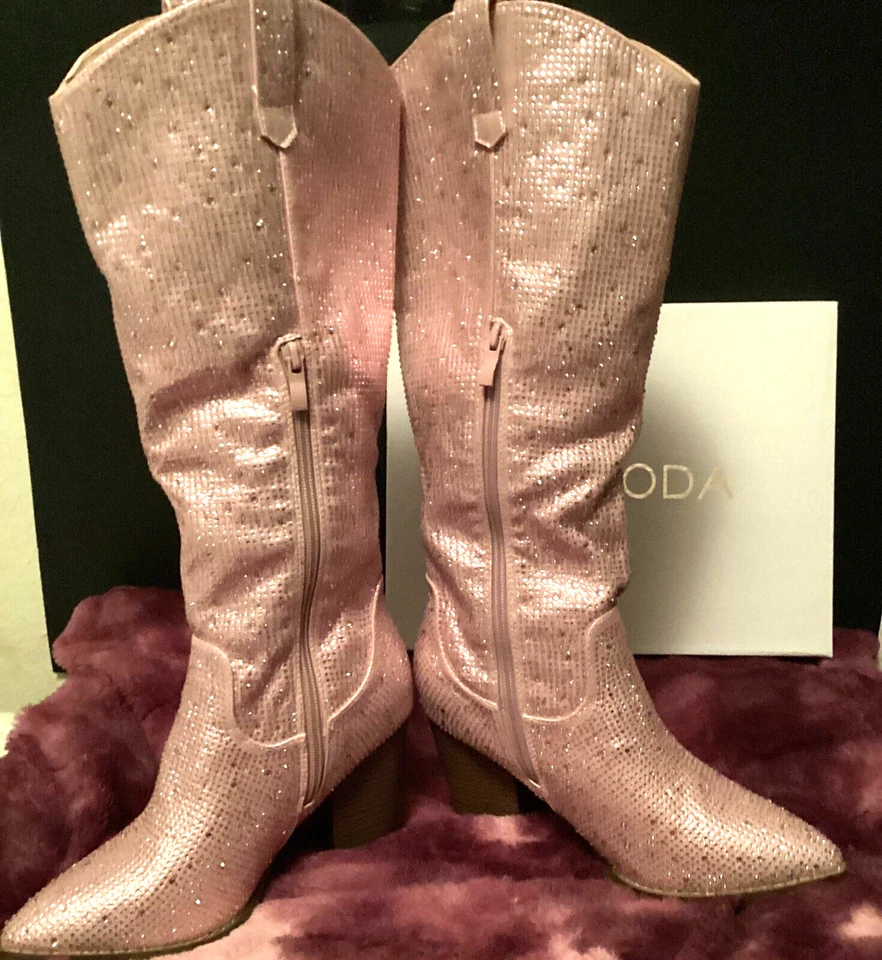 Botas Top Moda rosa strass tamanho 8 1/2 - Imagem 3 de 4