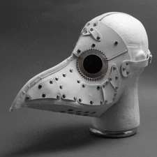 White Steampunk Long Nose Plague Doctor Mask Costume for Halloween Masquerade