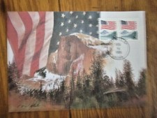 FLAG OVER YOSEMITE NATIONAL PARK 1989  FLEETWOOD FD MAXIMUM CARD