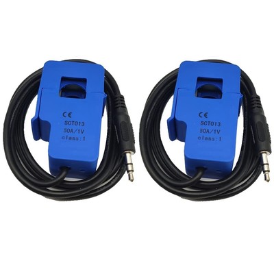 2Pcs 50A/1V SCT013000 Non-invasive Split Transformer Sensor SCT-013-000 Split...