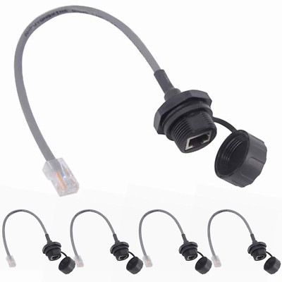 5PCS Panel Mounting RJ45 Waterproof Connector M25 Cat5/5E Ethernet LAN Cable Cou