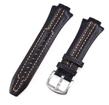 Bracelet Montre pour Seiko Sportura 27mm X 15mm Cuir Noir Bande Remplacement