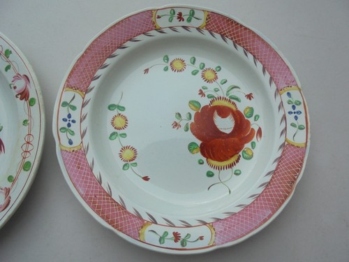 Pair Antique 19th C Staffordshire Pottery King's Rose Plates 8 1/8" - 第 3/12 張圖片
