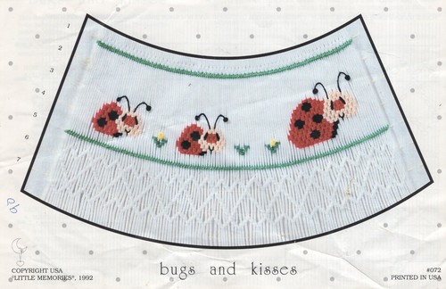 BUGS and KISSES Ladybugs SMOCKING PLATE Design #072 Little Memories ©1992