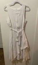 Cocomo Sleeveless Flowy Midi Dress Women’s Size Medium White Tie Beach Coastal
