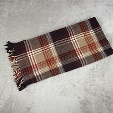 Faribault Woolen Mill Co Plaid Wool Faribo Throw Blanket Brown Fringe USA Vtg