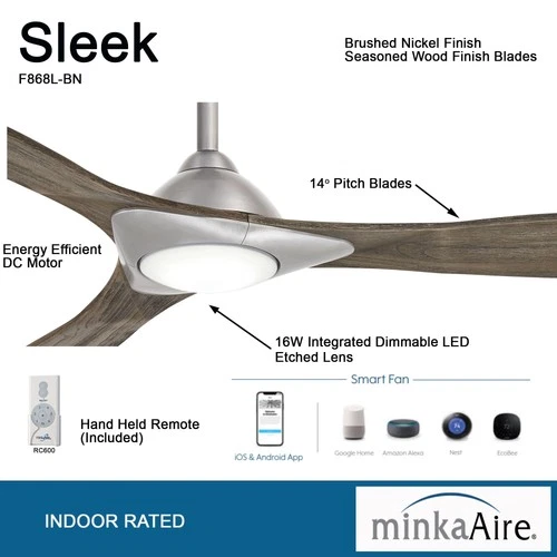 Minka Aire Sleek 60" Ceiling Fan - Seasoned Wood 3-Blade Remote Control - Picture 5 of 5