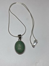 16 STERLING SILVER TURQUOISE GEMSTONE OVAL CABOCHON STAMPED 925 NECKLACE