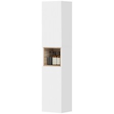 HOMCOM Mobile Colonna Bagno con 2 Armadietti e Ripiano Aperto in Legno Bianco