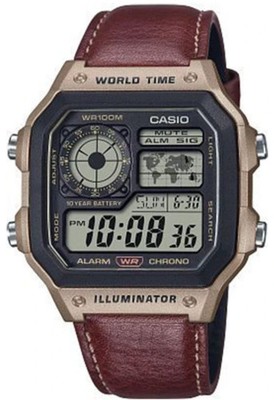 【CASIO】 AE-1200WHL-5A デジタル腕時計 Casio AE-1200WHL-5A Digital World Time Watch Brown Leather Band