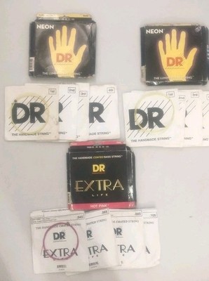 DR BASS GUITAR STRINGS LOT OF 3 SETS DR EXTRA LIFE,DR LUMINESCENT 45,65,85,105