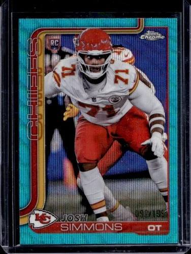 2025 Topps Chrome Josh Simmons Rookie RC Aqua Wave Refractor #/199 Chiefs
