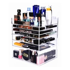 NEW DELUXE MAKEUP ORGANIZER - ACRYLIC 7 TIER MULTI DRAWER COSMETIC DISPLAY CASE