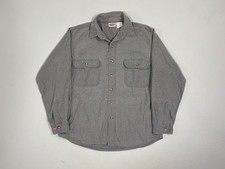 Vintage 90s Five Brother Stone Gray Earth Tone Chamois Flannel Shirt / Large