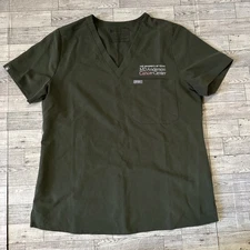 Figs Womens Scrub Top Olive Green Catarina One Pocket Size Medium Hospital Logo