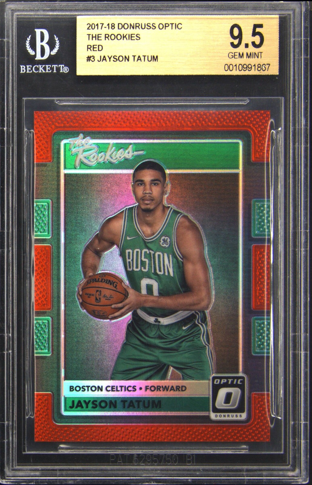 2017-18 PANINI DONRUSS OPTIC THE ROOKIES RED JAYSON TATUM RC /99 BGS 9.5