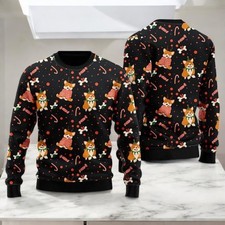 Cute Corgi Christmas Pattern Ugly Sweater, Festive Dog Lover Xmas Top