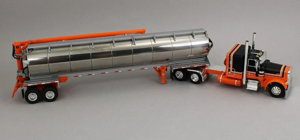 2025 DCP 1:64 *BLACK* Peterbilt 379 48" Flattop w/Walinga Bulk Feed Trailer NIB - Image 3 of 4