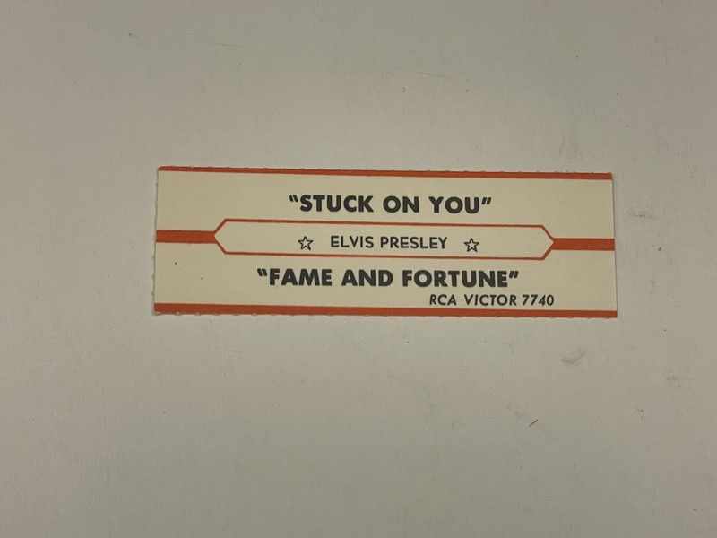 Jukebox Title Strip Elvis Presley Stuck On You Fame & Fortune RCA