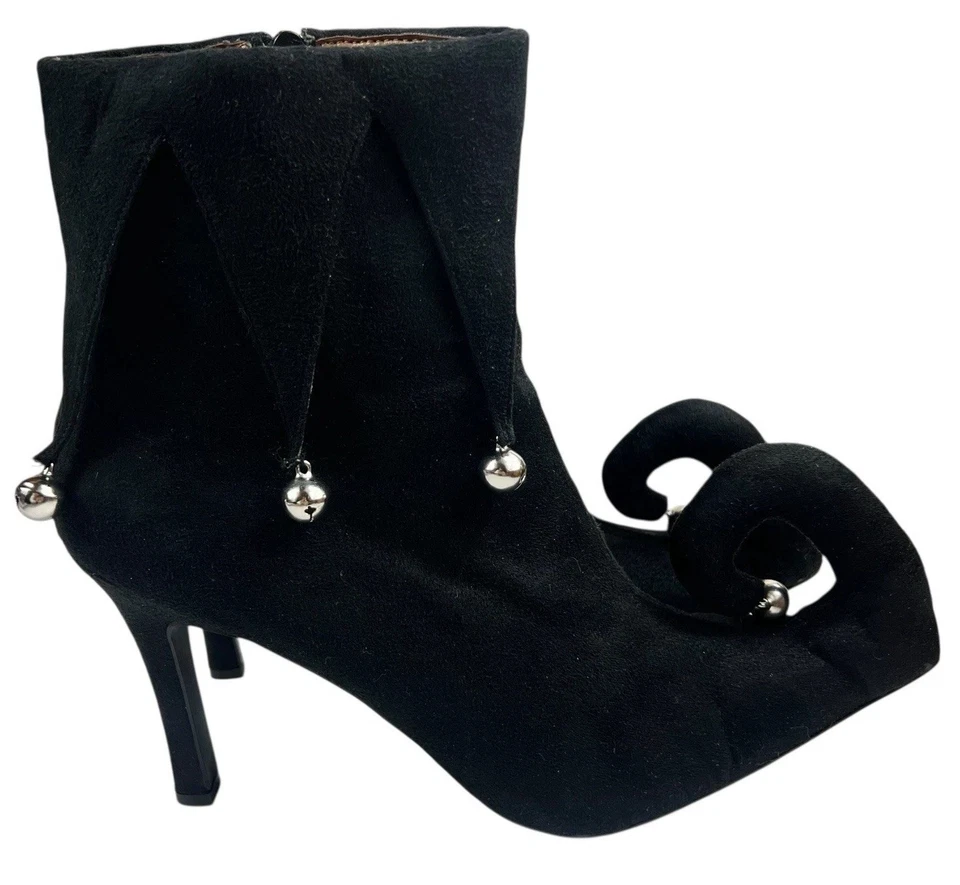 Funtasma Elfo Zapatos Puntera Botas Botines Disfraz Negro S 8-9 Campanas de Navidad RARO Foto 2 de 4